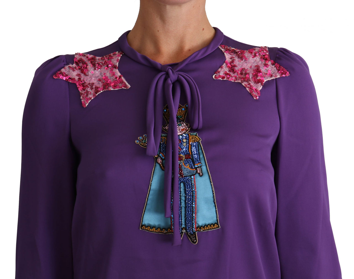 Dolce &amp; Gabbana Blusa viola con top decorato con motivo principe delle fiabe