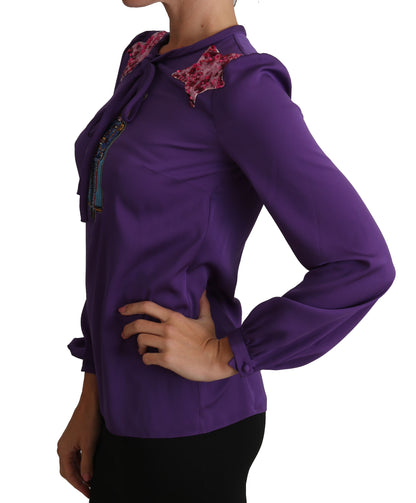 Dolce &amp; Gabbana Blusa viola con top decorato con motivo principe delle fiabe