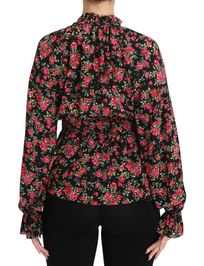 Dolce &amp; Gabbana Camicia con stampa floreale e rose nere