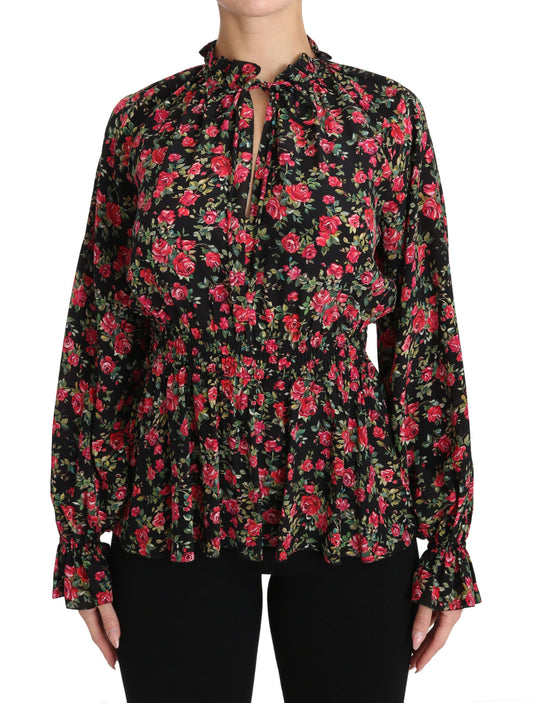 Dolce &amp; Gabbana Camicia con stampa floreale e rose nere