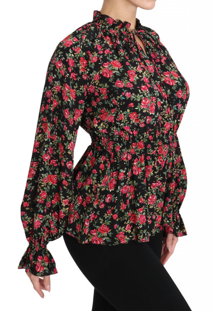 Dolce &amp; Gabbana Camicia con stampa floreale e rose nere