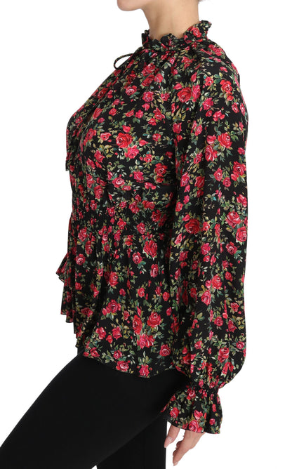 Dolce &amp; Gabbana Camicia con stampa floreale e rose nere