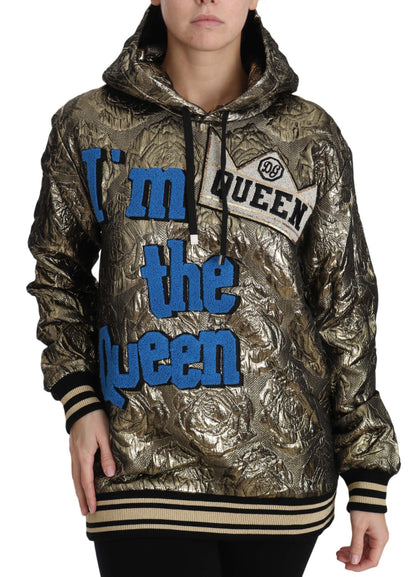 Dolce &amp; Gabbana Im The Queen Felpa con cappuccio in oro jaquard