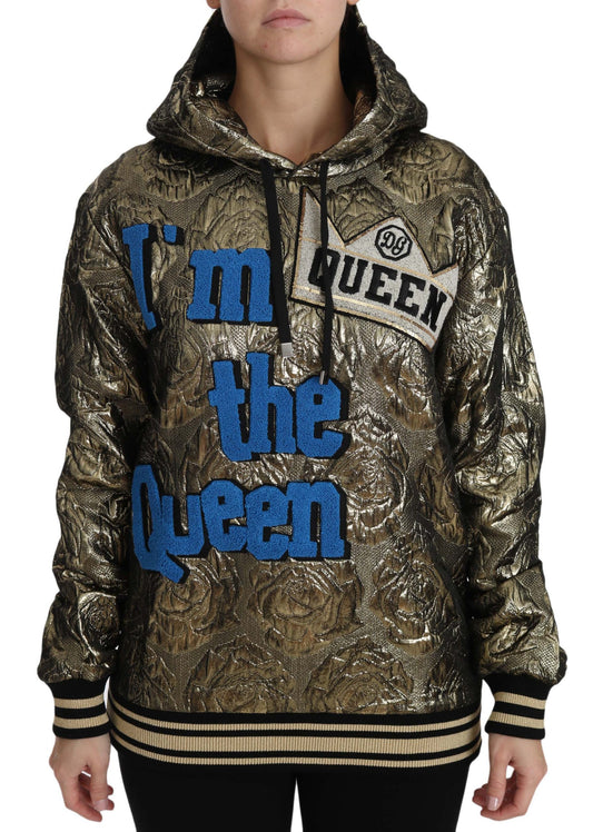 Dolce &amp; Gabbana Im The Queen Felpa con cappuccio in oro jaquard