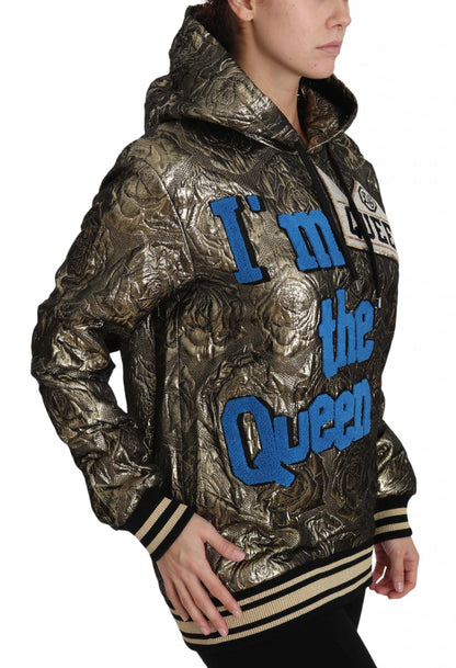 Dolce &amp; Gabbana Im The Queen Felpa con cappuccio in oro jaquard