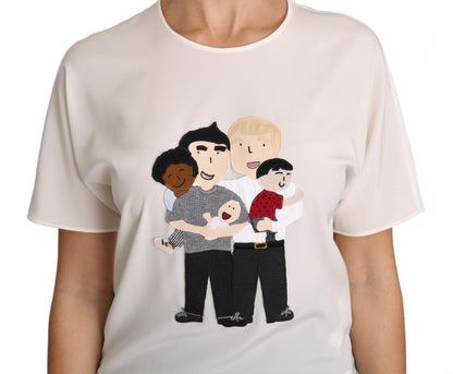 T-shirt Dolce &amp; Gabbana in seta bianca elasticizzata #dgfamily