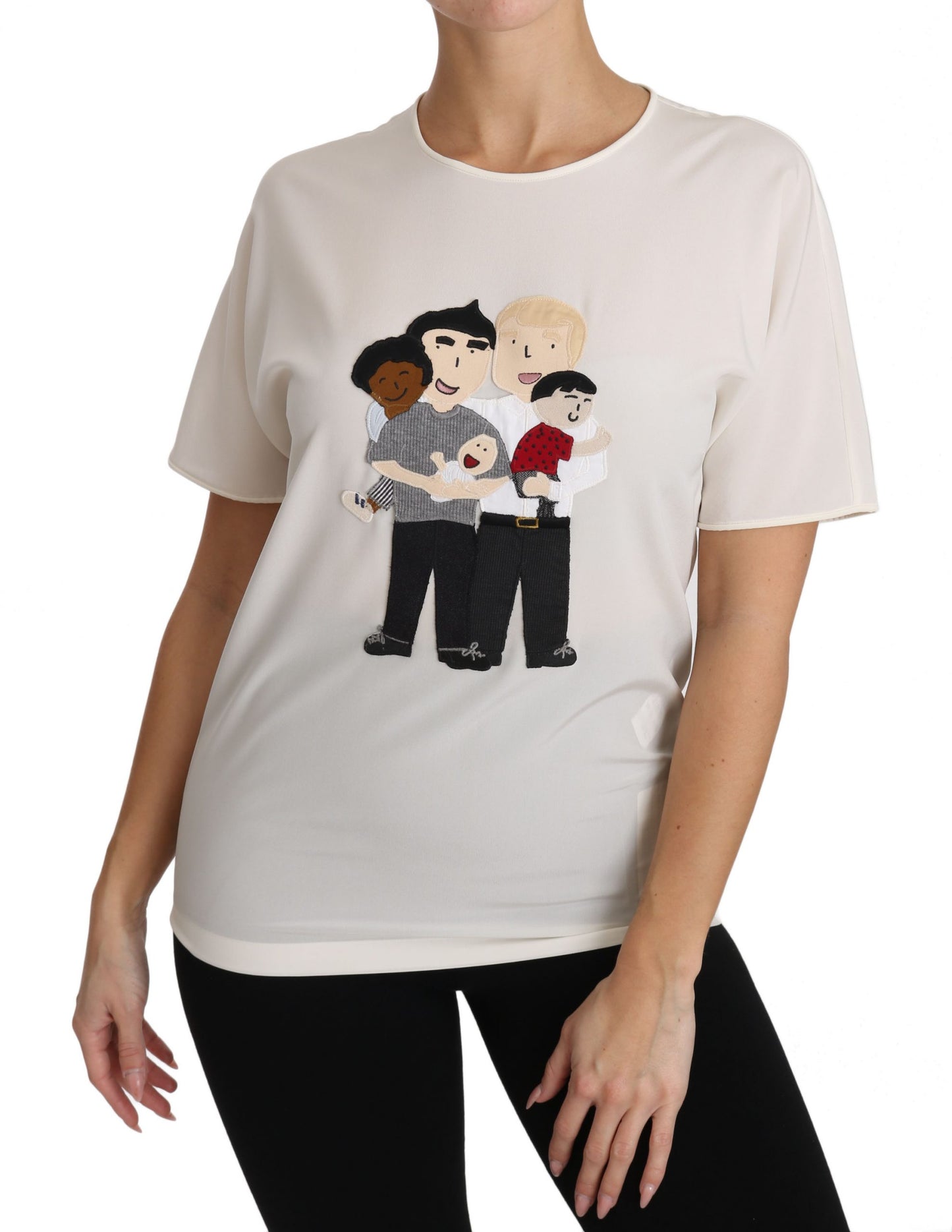 T-shirt Dolce &amp; Gabbana in seta bianca elasticizzata #dgfamily