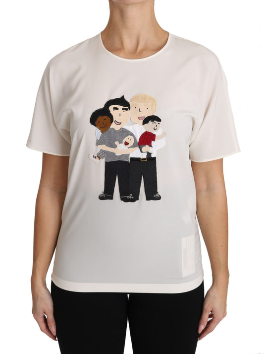 T-shirt Dolce &amp; Gabbana in seta bianca elasticizzata #dgfamily