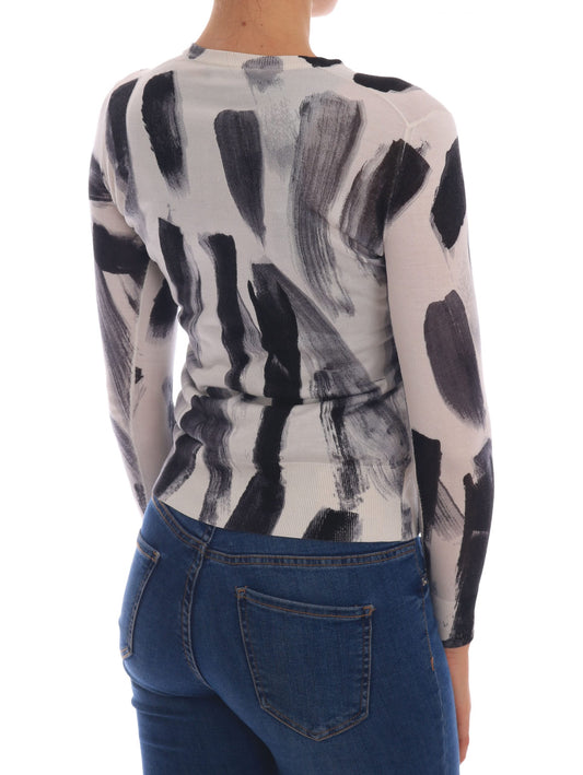 Dolce &amp; Gabbana Cardigan leggero in seta con pennellate di vernice