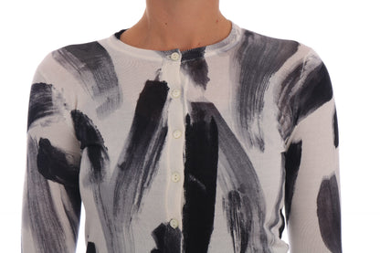 Dolce &amp; Gabbana Cardigan leggero in seta con pennellate di vernice