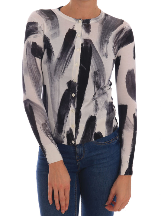 Dolce &amp; Gabbana Cardigan leggero in seta con pennellate di vernice