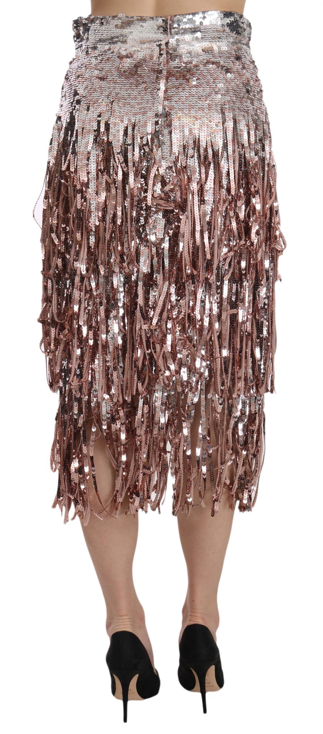 Gonna midi a tubino con frange e paillettes di Dolce &amp; Gabbana