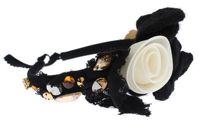 Dolce &amp; Gabbana Diadema Cerchietto Tiara Bianco Rosa Cristallo Capelli Oro