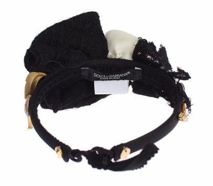 Dolce &amp; Gabbana Diadema Cerchietto Tiara Bianco Rosa Cristallo Capelli Oro