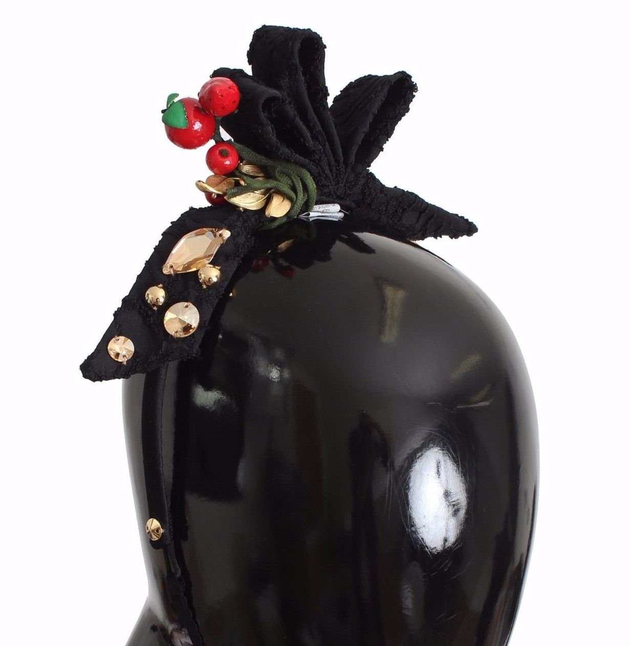Dolce &amp; Gabbana Diadema Cerchietto Tiara Frutti di Bosco Fiocco di Cristallo Capelli