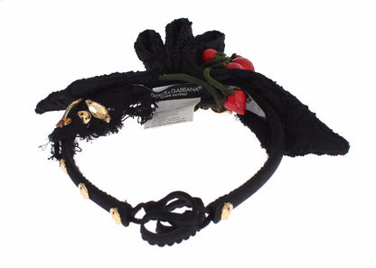 Dolce &amp; Gabbana Diadema Cerchietto Tiara Frutti di Bosco Fiocco di Cristallo Capelli