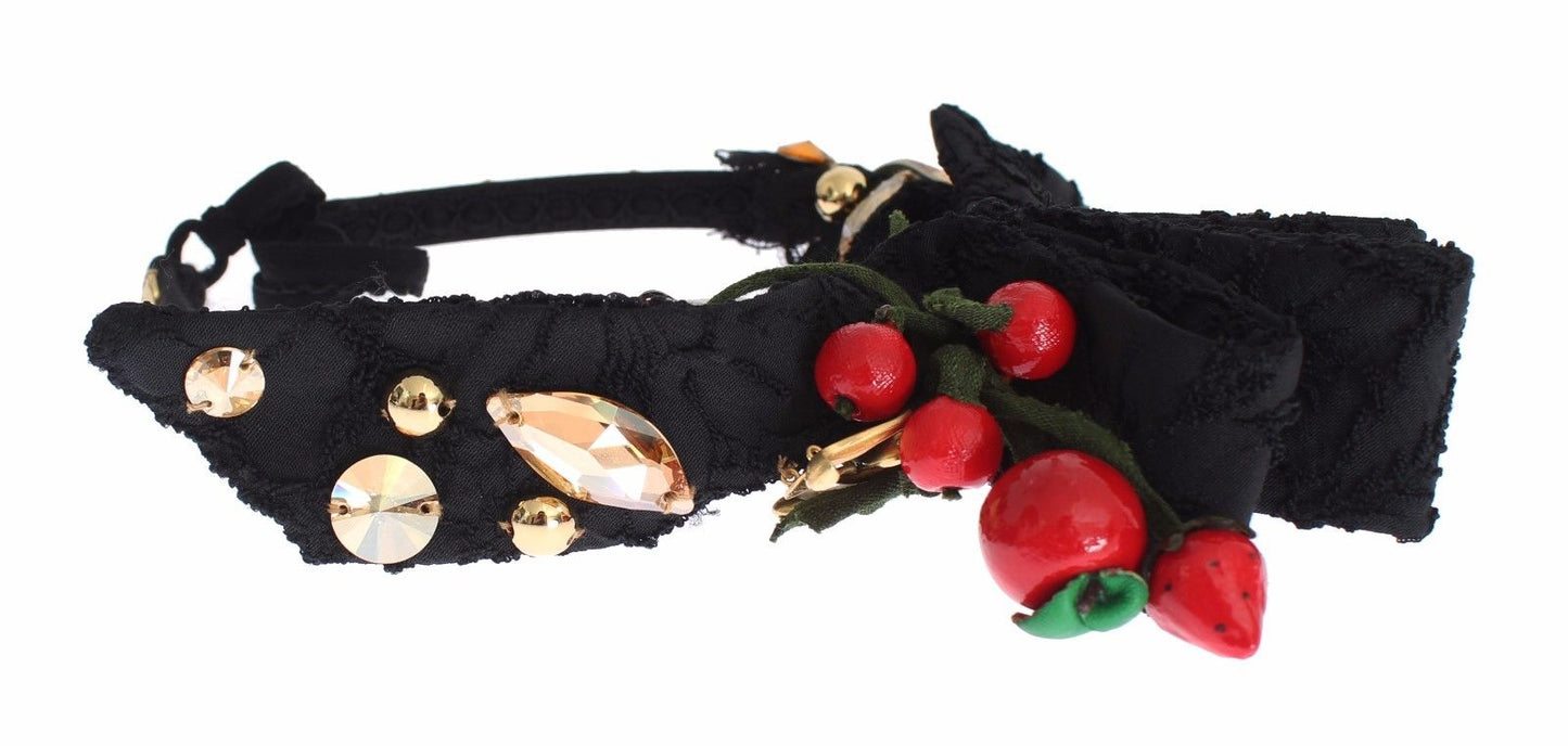 Dolce &amp; Gabbana Diadema Cerchietto Tiara Frutti di Bosco Fiocco di Cristallo Capelli