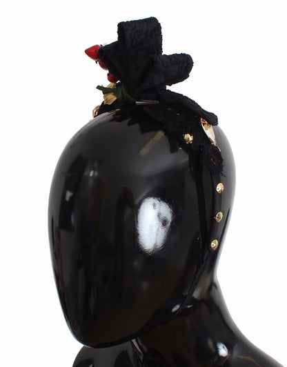 Dolce &amp; Gabbana Diadema Cerchietto Tiara Frutti di Bosco Fiocco di Cristallo Capelli