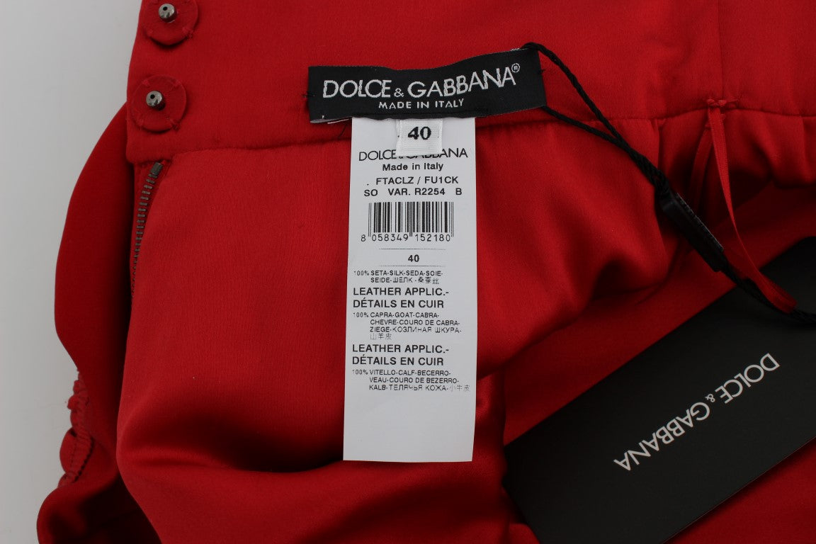 Dolce &amp; Gabbana Shorts Sicily in seta rossa con rose 