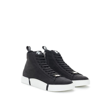 Roberto Cavalli Sneakers alte in pelle scamosciata nera