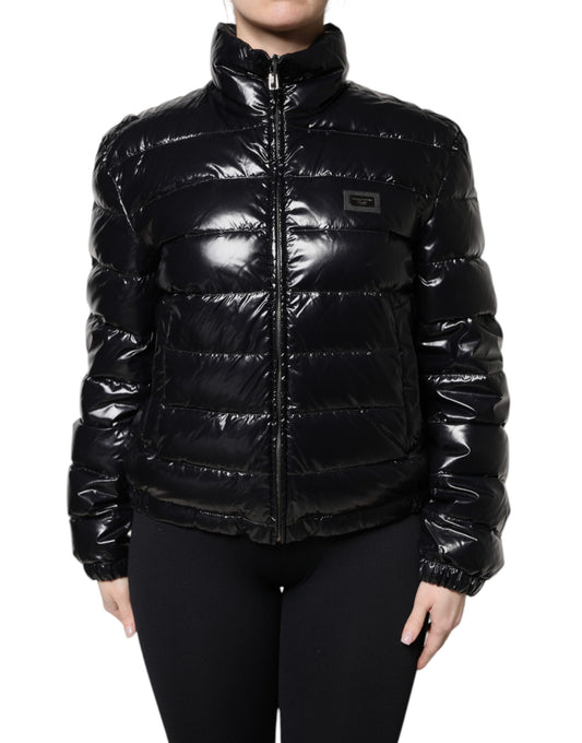 Piumino Dolce &amp; Gabbana con zip intera e placca logo nera