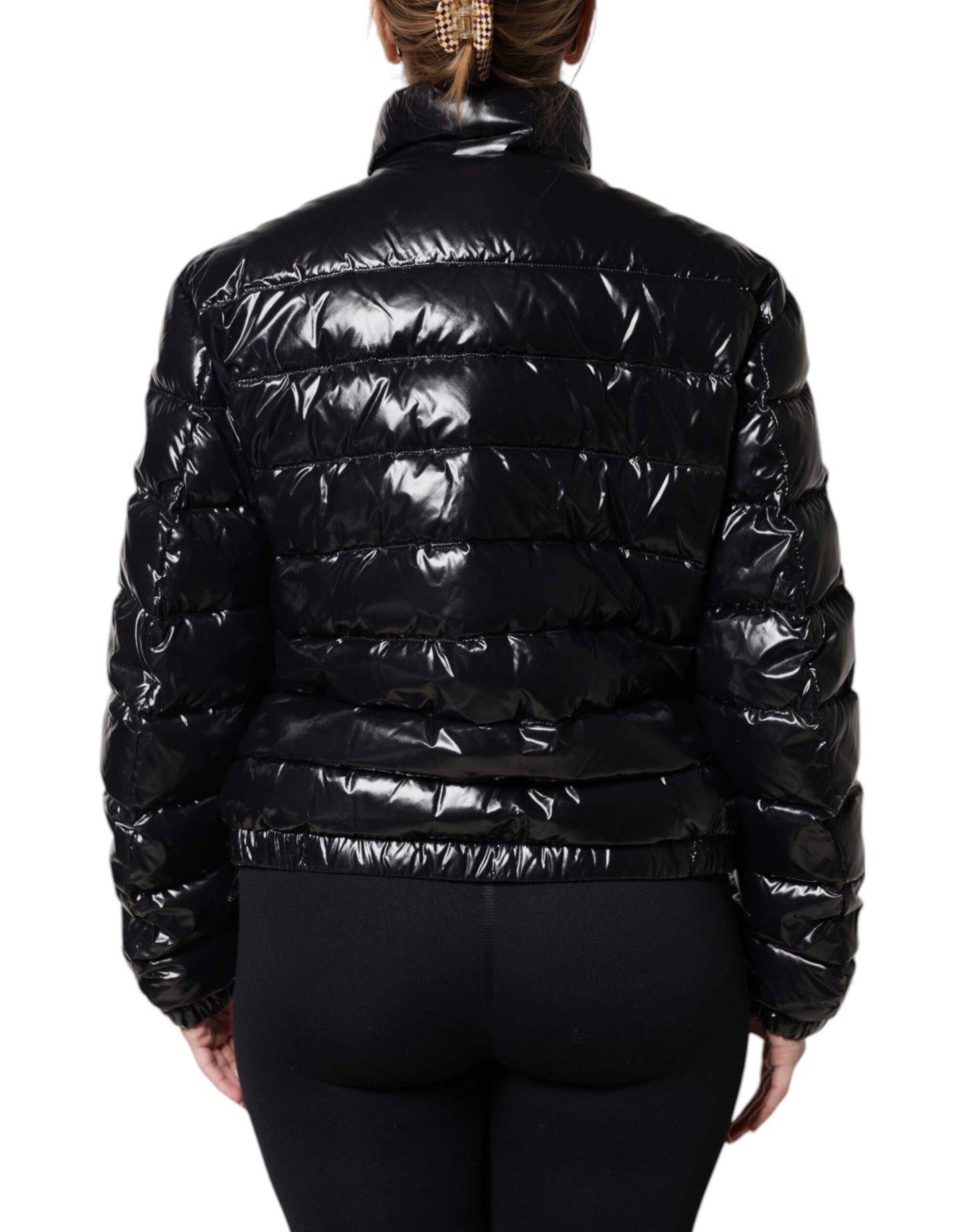Piumino Dolce &amp; Gabbana con zip intera e placca logo nera