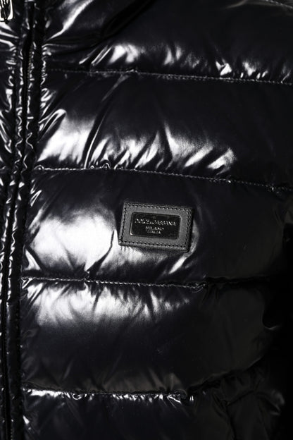 Piumino Dolce &amp; Gabbana con zip intera e placca logo nera