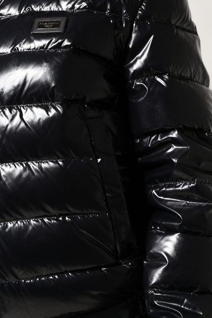 Piumino Dolce &amp; Gabbana con zip intera e placca logo nera