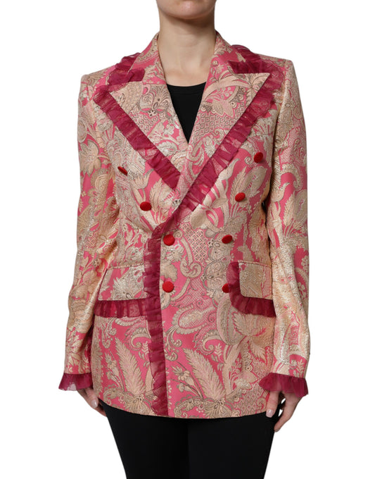 Giacca blazer in nylon jacquard rosa oro Dolce &amp; Gabbana