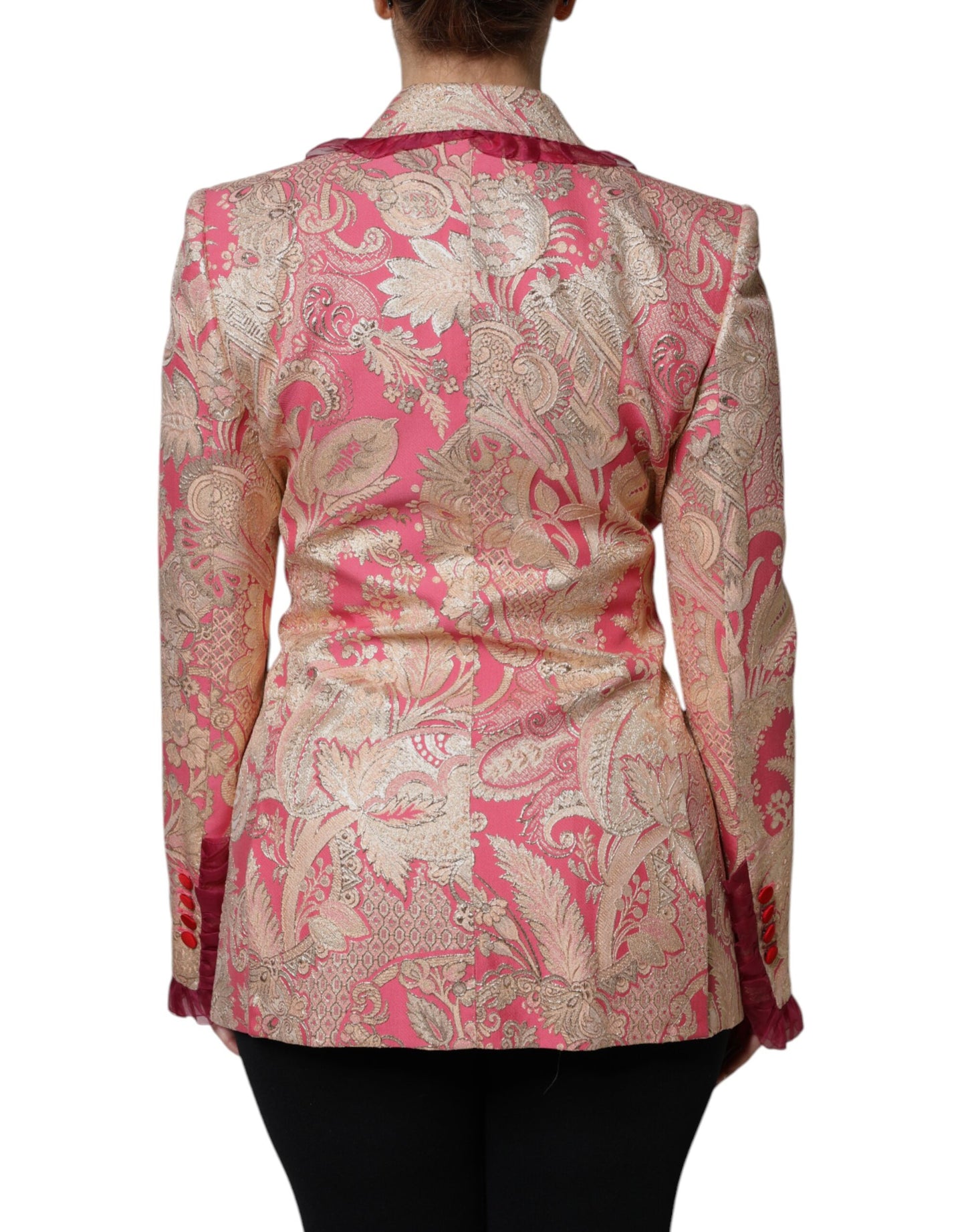 Giacca blazer in nylon jacquard rosa oro Dolce &amp; Gabbana