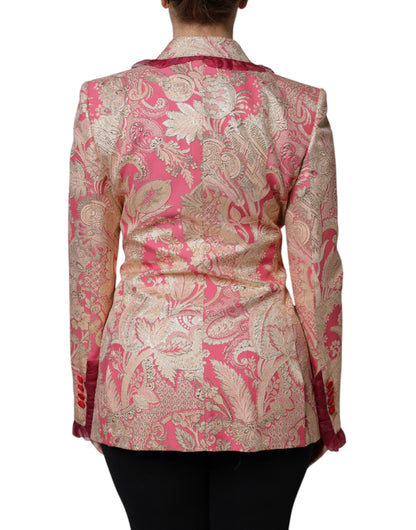 Giacca blazer in nylon jacquard rosa oro Dolce &amp; Gabbana