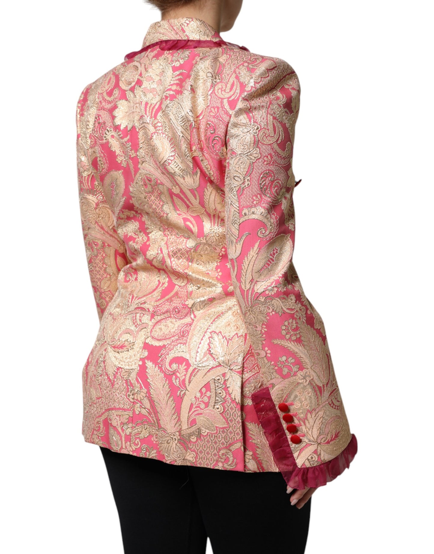 Giacca blazer in nylon jacquard rosa oro Dolce &amp; Gabbana