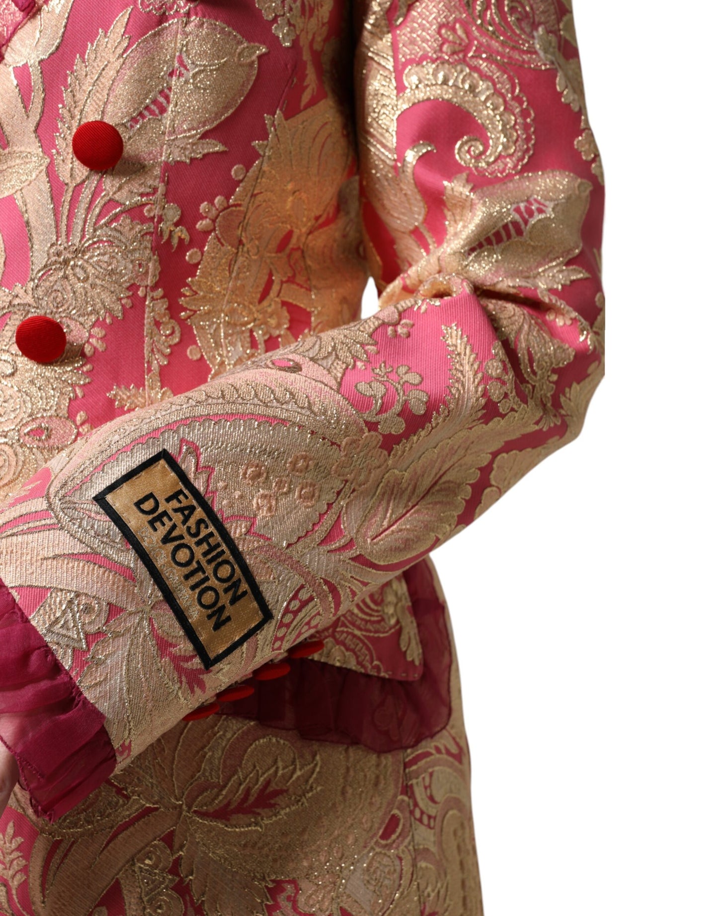 Giacca blazer in nylon jacquard rosa oro Dolce &amp; Gabbana
