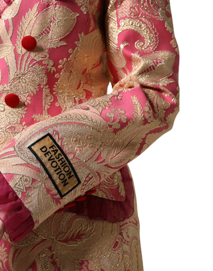 Giacca blazer in nylon jacquard rosa oro Dolce &amp; Gabbana