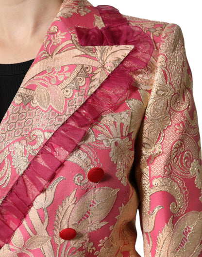 Giacca blazer in nylon jacquard rosa oro Dolce &amp; Gabbana