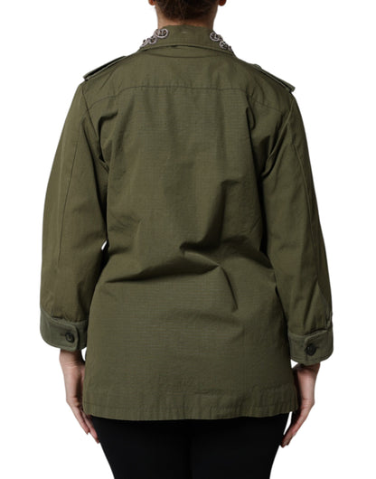 Dolce &amp; Gabbana Giacca con cappuccio e decorazioni Queen verde militare