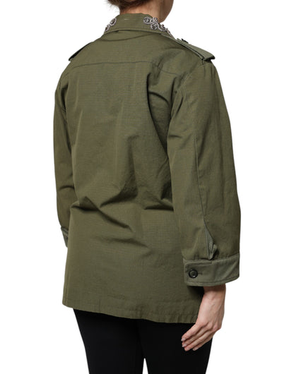 Dolce &amp; Gabbana Giacca con cappuccio e decorazioni Queen verde militare