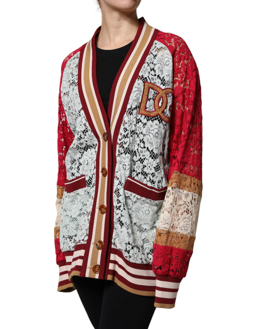 Dolce &amp; Gabbana Cardigan in pizzo floreale multicolore