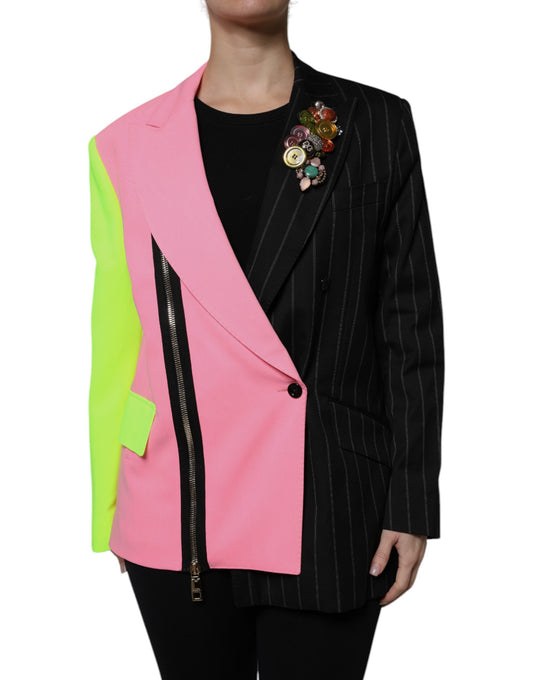 Giacca-cappotto con patchwork multicolore Dolce &amp; Gabbana