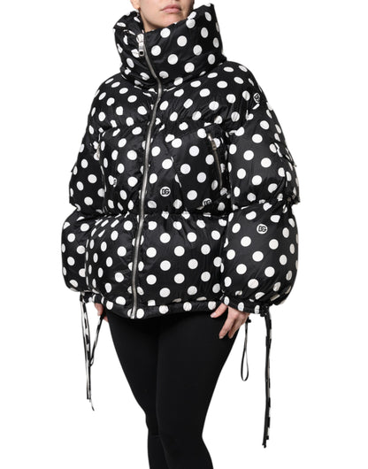 Piumino Dolce &amp; Gabbana con zip intera e pois bianchi e neri