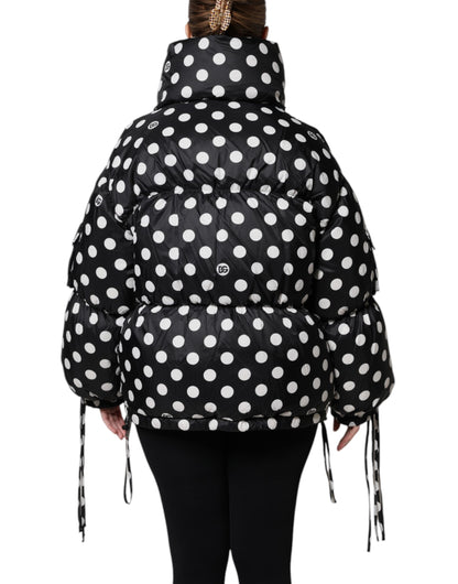Piumino Dolce &amp; Gabbana con zip intera e pois bianchi e neri