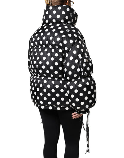 Piumino Dolce &amp; Gabbana con zip intera e pois bianchi e neri