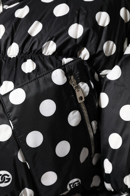 Piumino Dolce &amp; Gabbana con zip intera e pois bianchi e neri