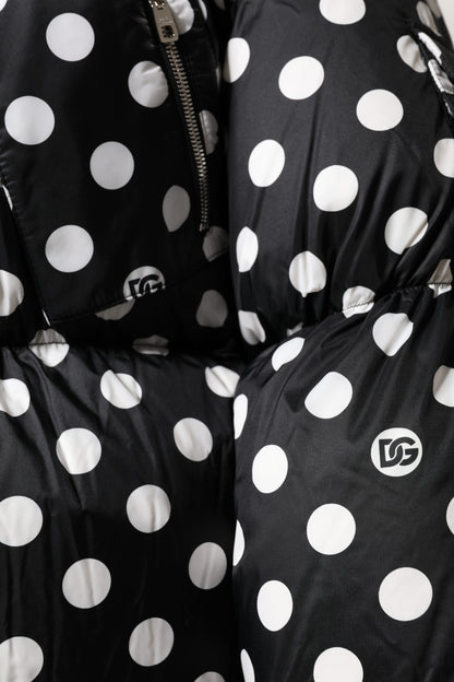 Piumino Dolce &amp; Gabbana con zip intera e pois bianchi e neri