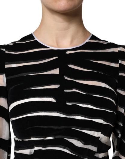 Dolce &amp; Gabbana Mini abito a trapezio zebrato bianco e nero