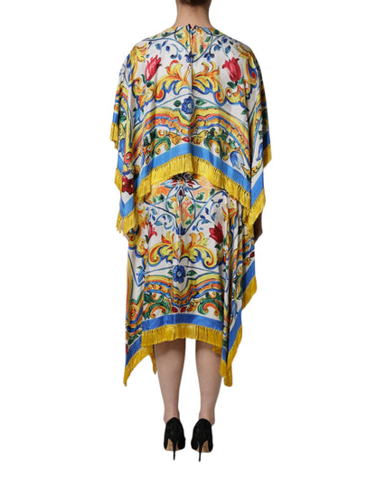 Dolce &amp; Gabbana Multicolor Majolica Kaftan Abito lungo a maniche corte