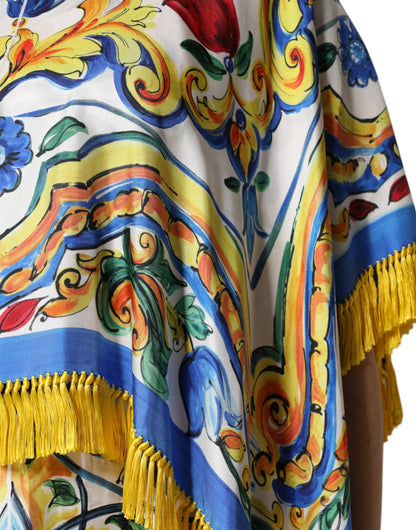 Dolce &amp; Gabbana Multicolor Majolica Kaftan Abito lungo a maniche corte
