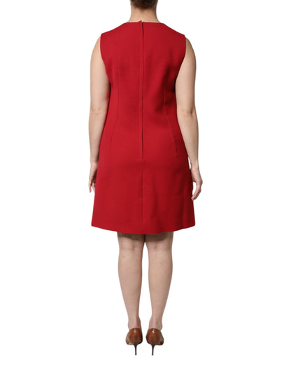 Abito a trapezio in lana rossa Dolce &amp; Gabbana senza maniche, lunghezza al ginocchio