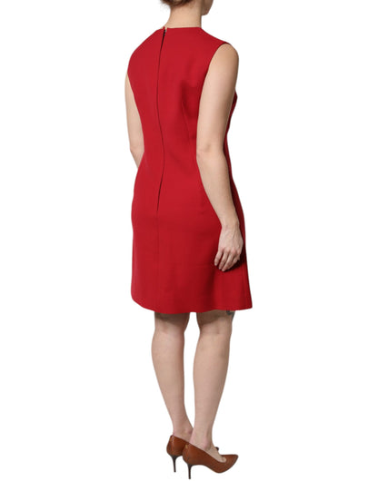 Abito a trapezio in lana rossa Dolce &amp; Gabbana senza maniche, lunghezza al ginocchio