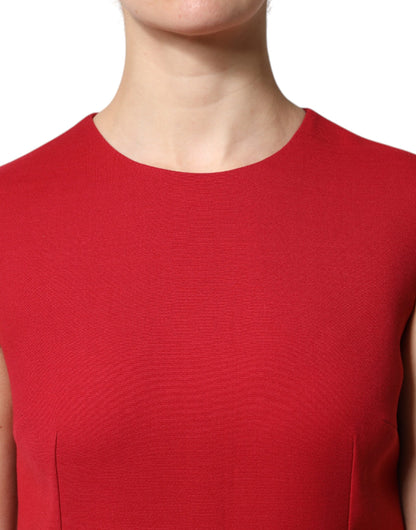 Abito a trapezio in lana rossa Dolce &amp; Gabbana senza maniche, lunghezza al ginocchio